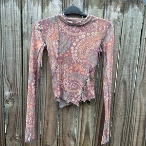 Urban Asymmetrical mesh mock neck long sleeve top size xs sheer